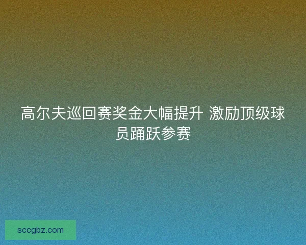 高尔夫巡回赛奖金大幅提升 激励顶级球员踊跃参赛