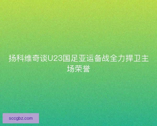 扬科维奇谈U23国足亚运备战全力捍卫主场荣誉